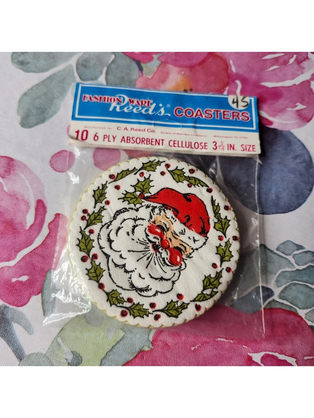 Vintage C.A. Reed Santa Christmas Coasters 10 Pack NOS Cellulose
